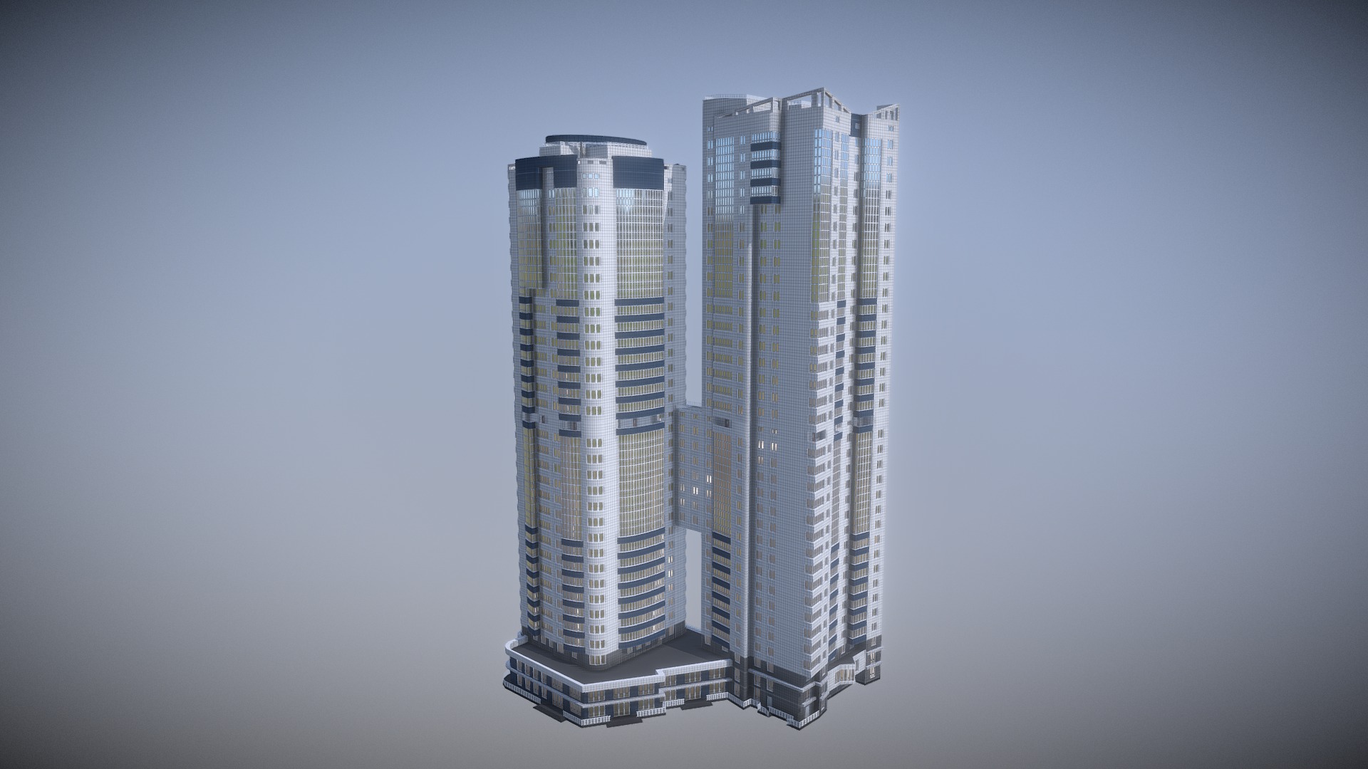 3D model Residential Complex (Moscow) - This is a 3D model of the Residential Complex (Moscow). The 3D model is about a couple of tall buildings.
