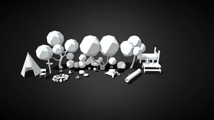 Low Poly Camping And Forest Pack 3D Model