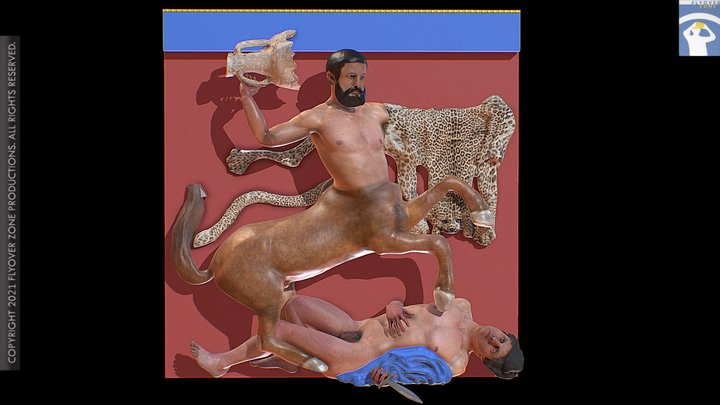 3D rendering of Metope South 28 Restored (Parthenon)