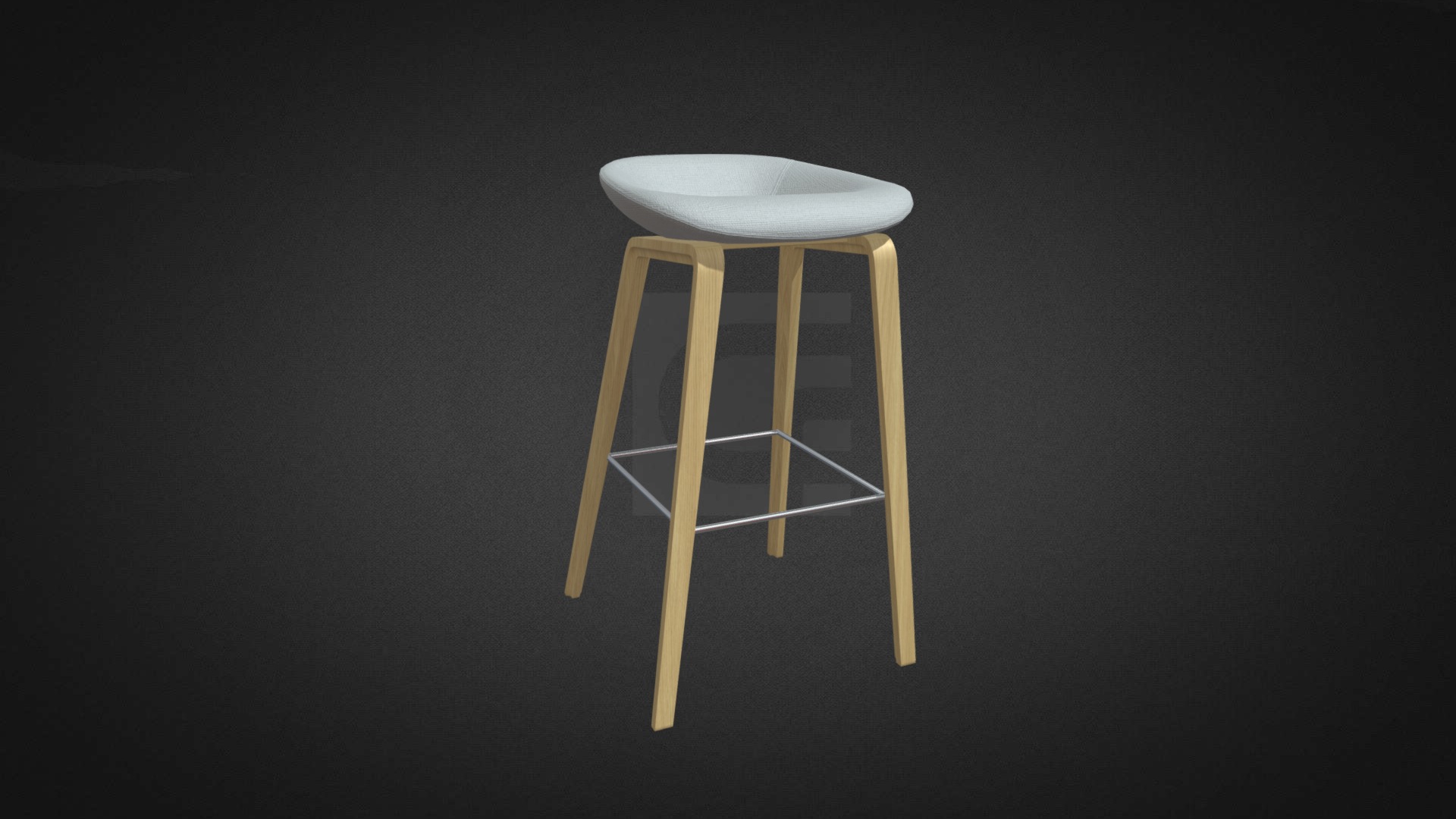 3D model Padded Finn Stool Hire - This is a 3D model of the Padded Finn Stool Hire. The 3D model is about a stool on a black background.