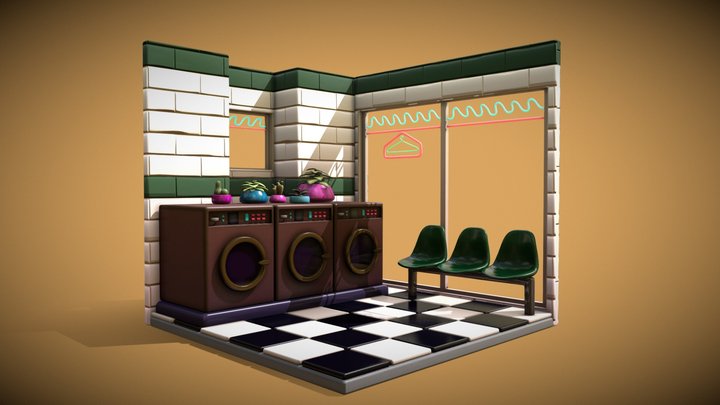 Isometric Laundromat 3D Model