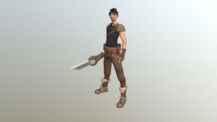 steampunk sword man 3D Model