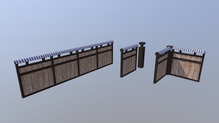 Japanese Style Fence 3D Model