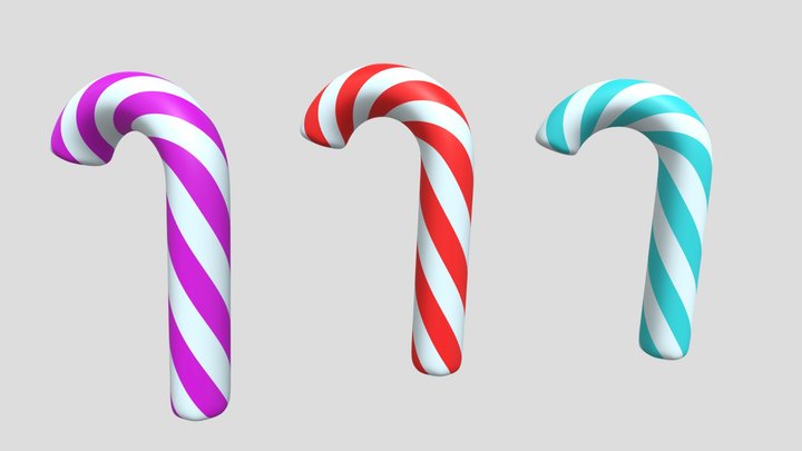 christmas candy cane 3D Model in Sweets 3DExport