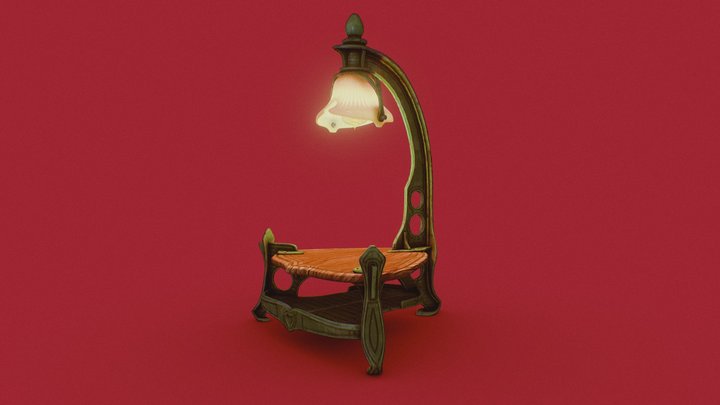 Art Nouveau Inspired Reading-Table With Lamp 3D Model