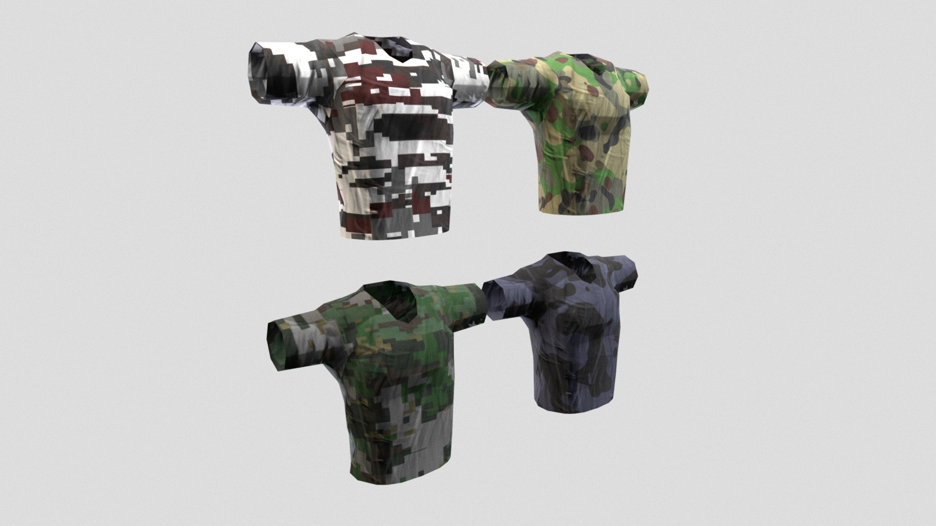 Military Pattern T Shirt 3D Model By GAMGO gamgo studio 6709904 