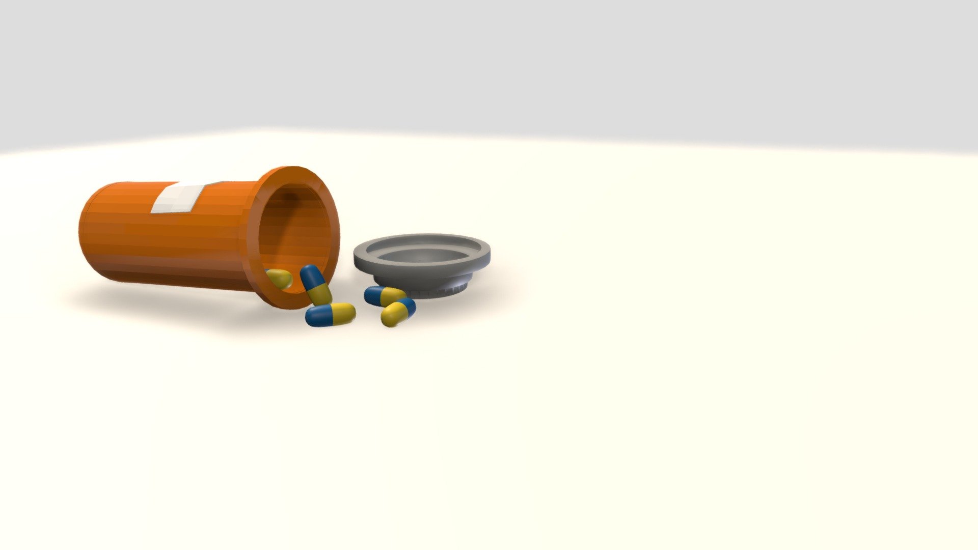 Low poly pill bottle and pills