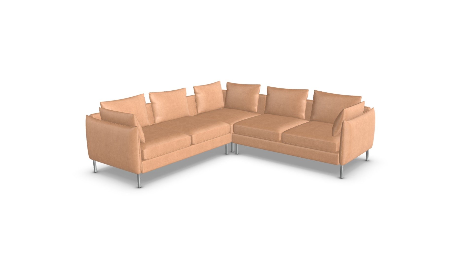 Vento 5 Seater Corner Sofa, Tan Leather