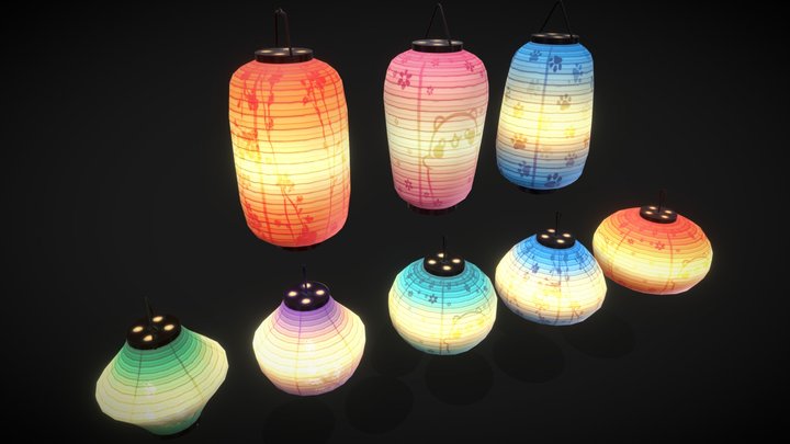 Paper Lanterns 3D Model