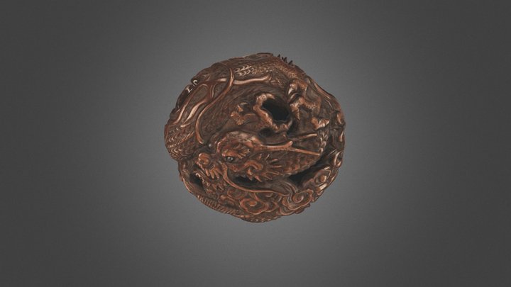 Manjū netsuke with dragon in clouds - J 0319 3D Model