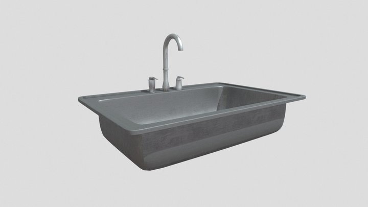 Steel Kitchen Sink 3D Model