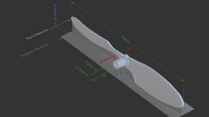 3D Printable Propeller - Dimensions