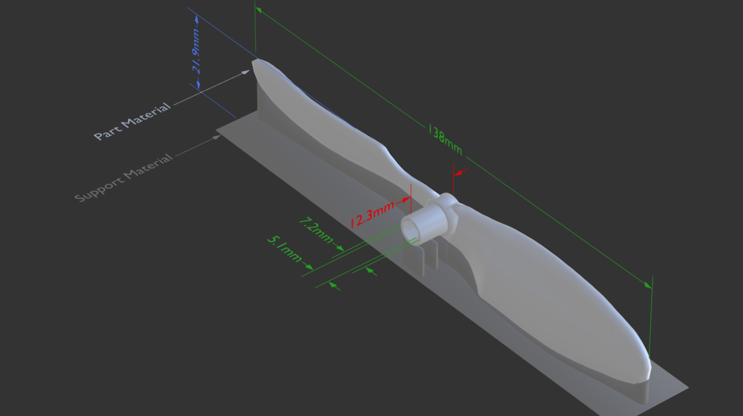 3D Printable Propeller Dimensions Download Free 3D model by