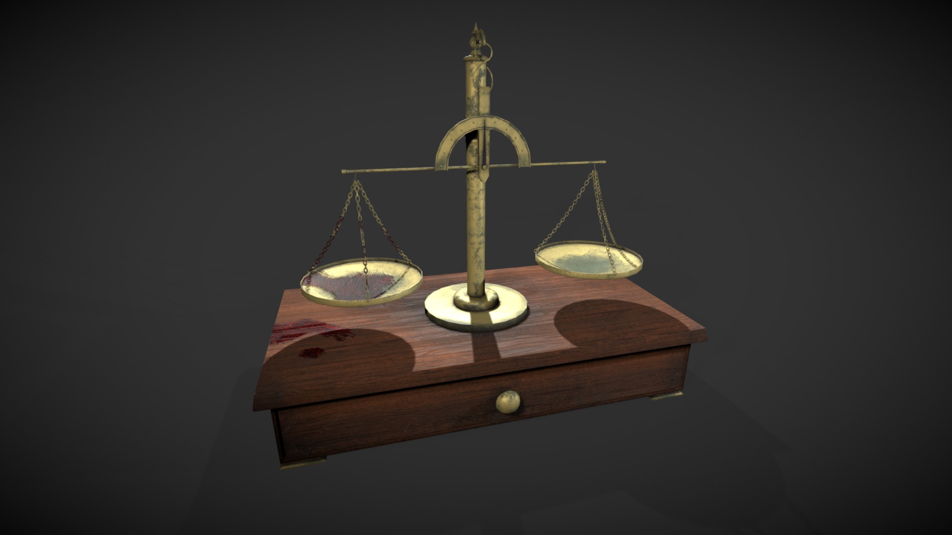 3D model Victorian Scale - This is a 3D model of the Victorian Scale. The 3D model is about a wooden table with a few scales.