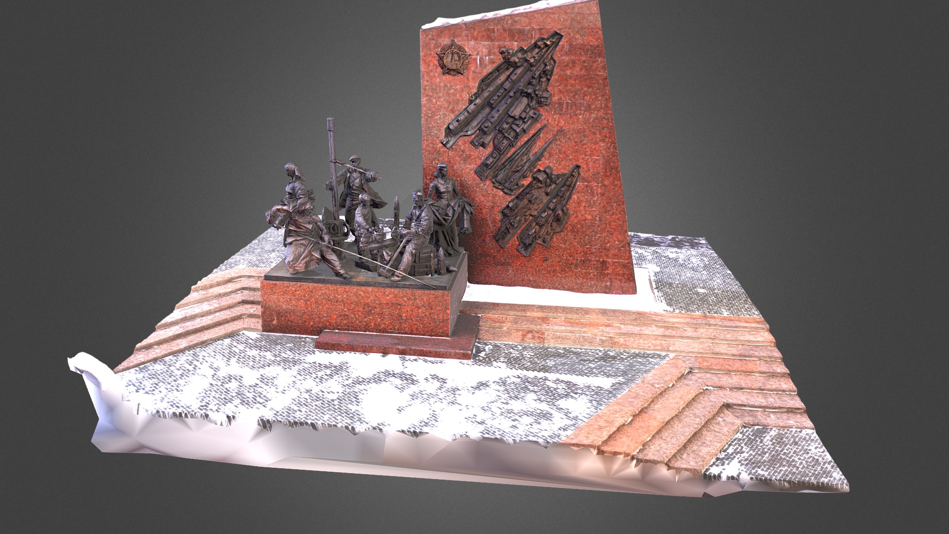 3D model Памятник работника тыла - This is a 3D model of the Памятник работника тыла. The 3D model is about a model of a battle scene.