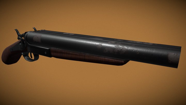Old Double Barrel Shotgun 3D Model