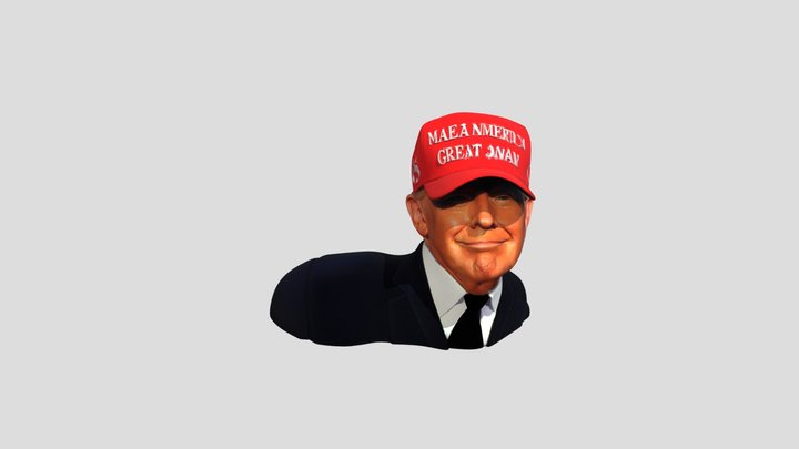 Smiling Donald Trump in a red MAGA hat 3D Model