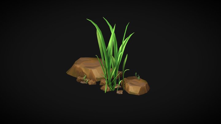 Handpainted Stylized Grass and Rocks – Modello 3D gratuito STL