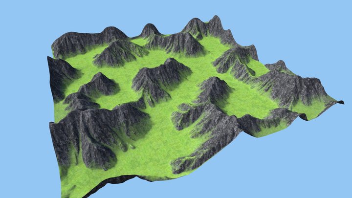 Grass Cliff Mountain Valley 3D Model