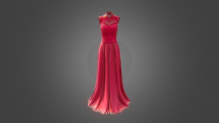 FloorLength_Dress2 3D Model