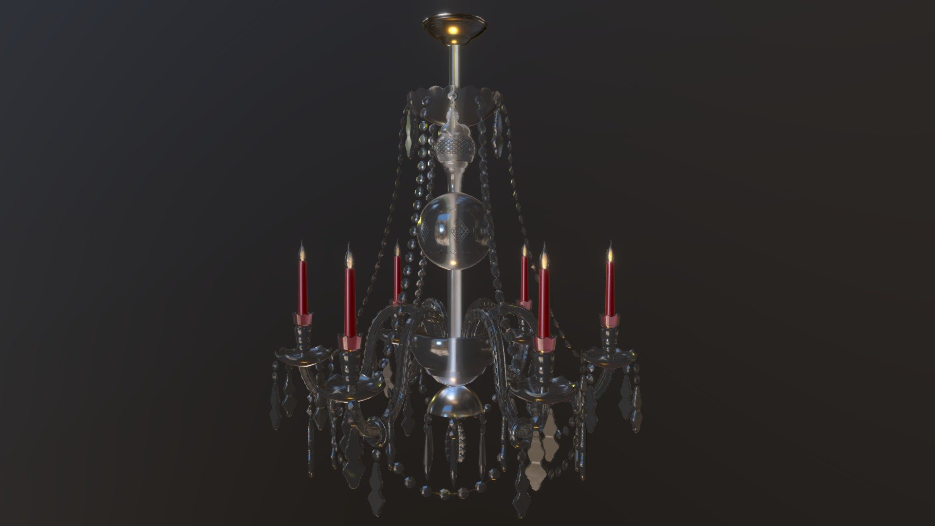 19th Century Six Arm Glass Chandelier