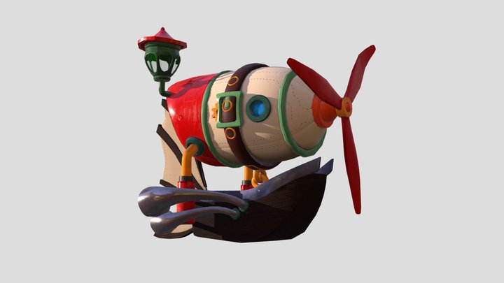 Cartoon Airship 3D Model