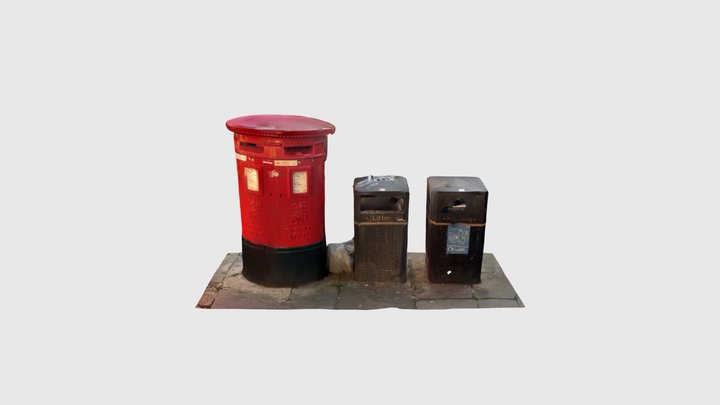 Postbox and some bins outside of Trinity 3D Model