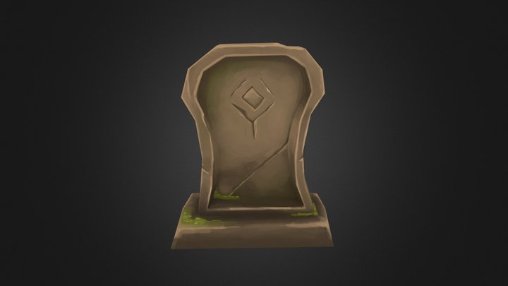 Mossy Tombstone 3D Model
