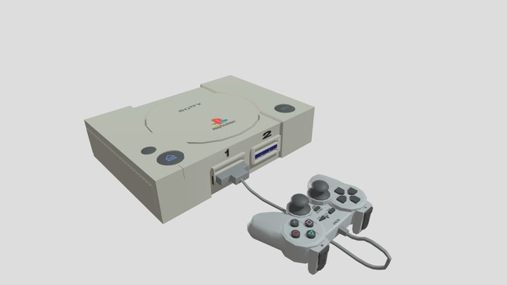 Play Station 1 with dualshok 3D Model
