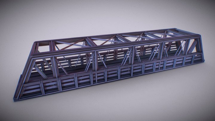 Stylised Low Poly - City Metal Bridge 3D Model