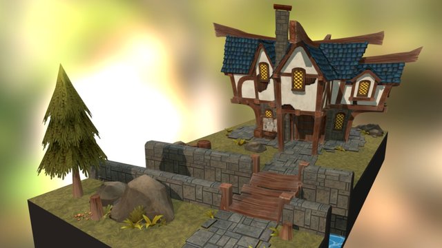 Stylised Village Building 3D Model