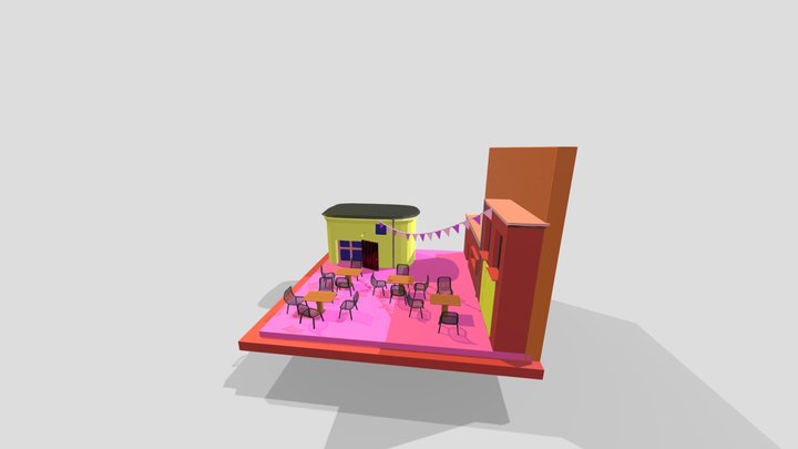 3D caffe model with chairs and tables 3D Model
