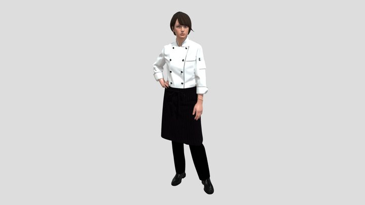 Chef in a White Double-Breasted Jacket – Gratis 3D-model STL