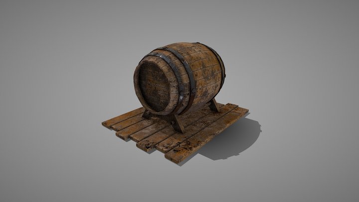 Wood Barrel 3D Model