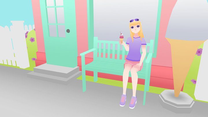 A Low Poly Summer Scene 3D Model