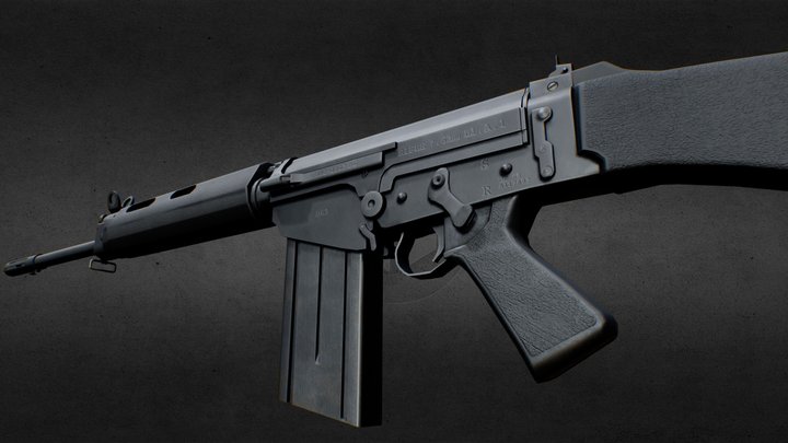 FN FAL 7.62 mm Black Version 3D Model