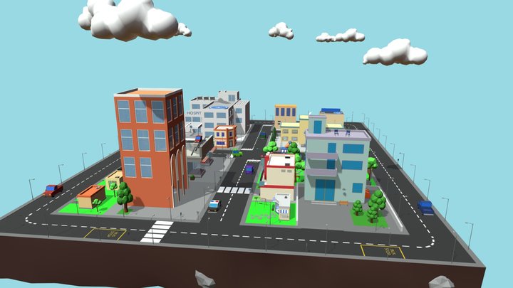 Low Poly City 3D Model