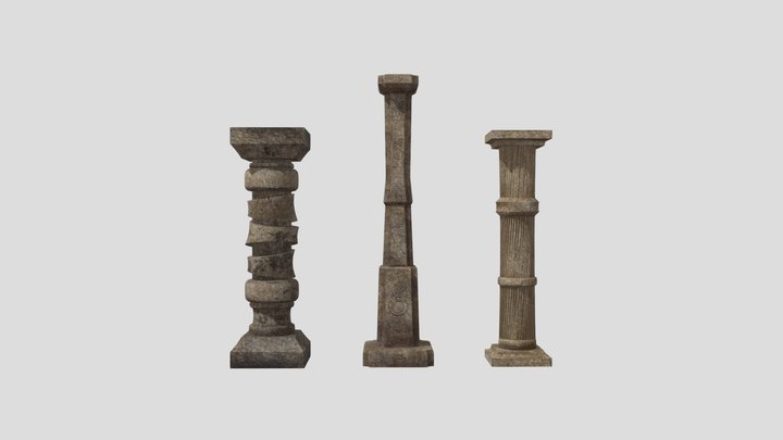 P2 Structure columns Model with textures 3D Model