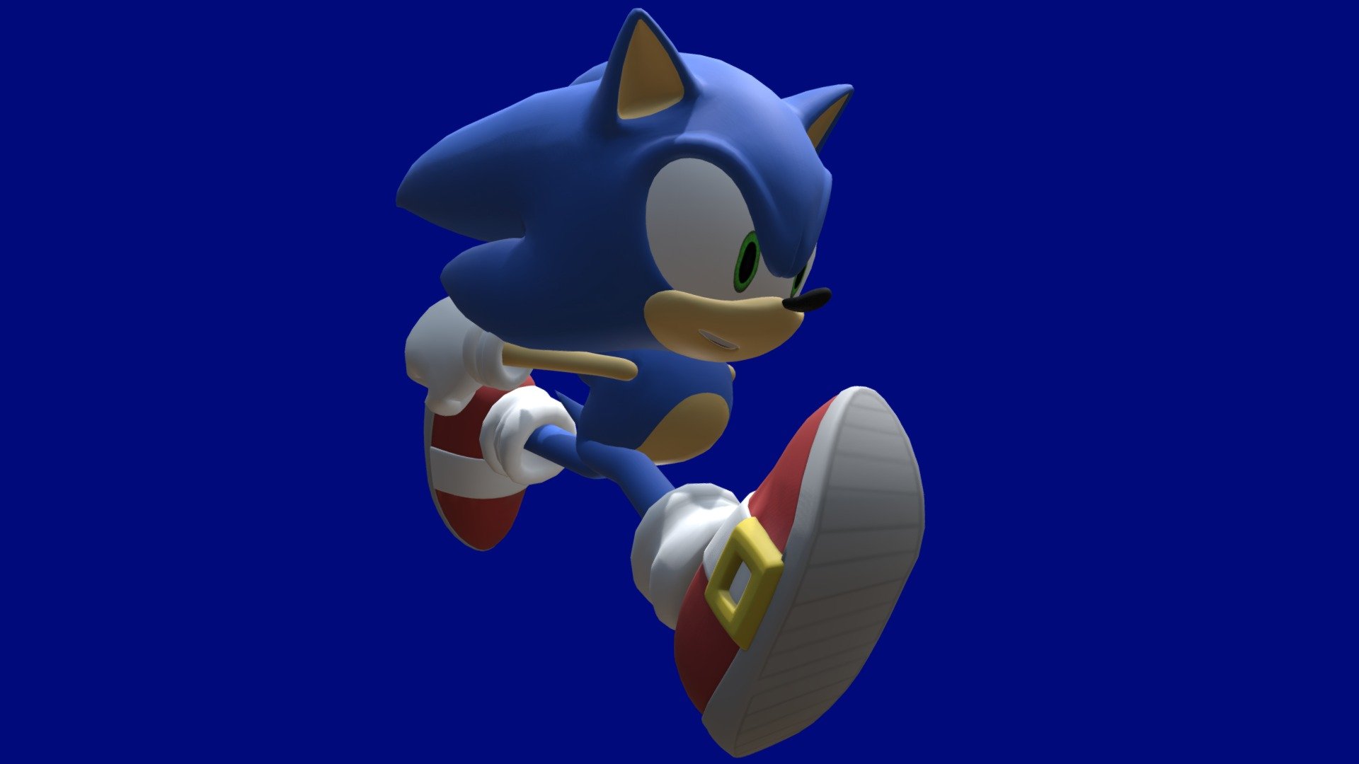 3d render of sonic the hedgehog running towards the viewer