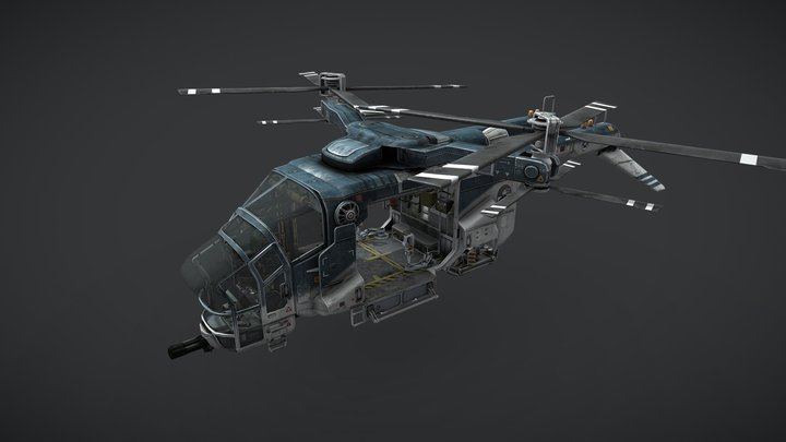 ⭐ Stealth Helicopter - Wolf. New Order 3D Model