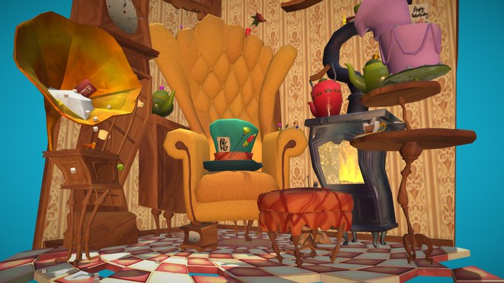 DAE Crib - Mad Hatter's Fireplace 3D Model