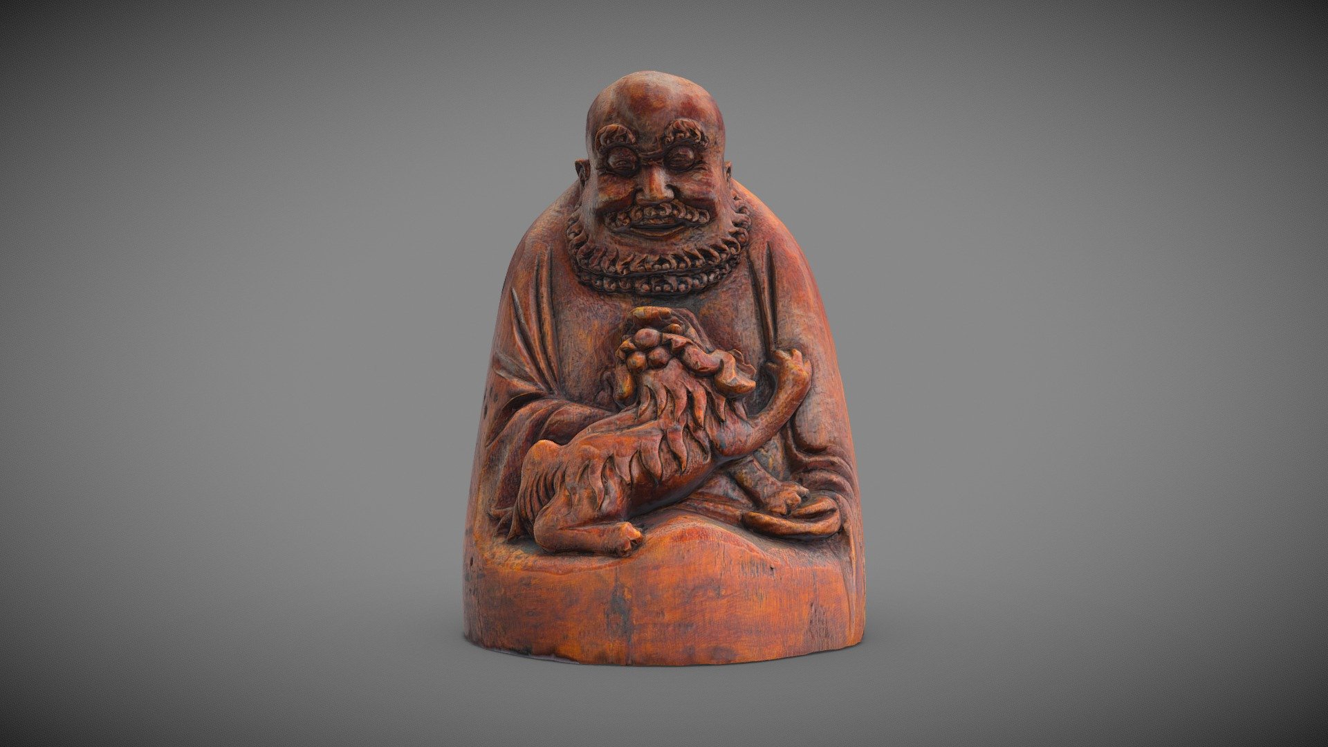 瑞狮罗汉  Lion arhat 竹根雕 bamboo root carving