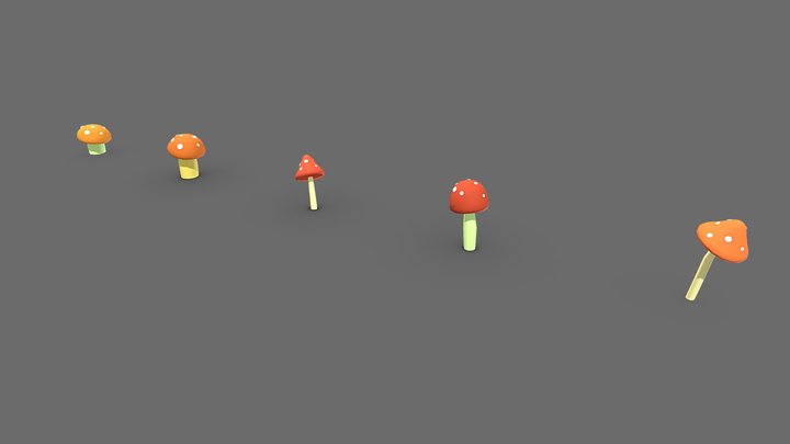 Mushrooms Pack 3D Model