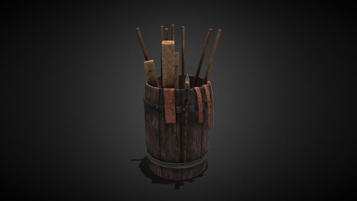 Barrel with wood – Modello 3D gratuito STL