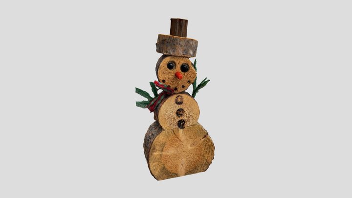 Christmas tree log snowman 3D Model