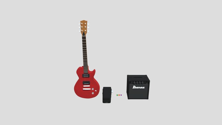 Guitar (music) set 3D Model