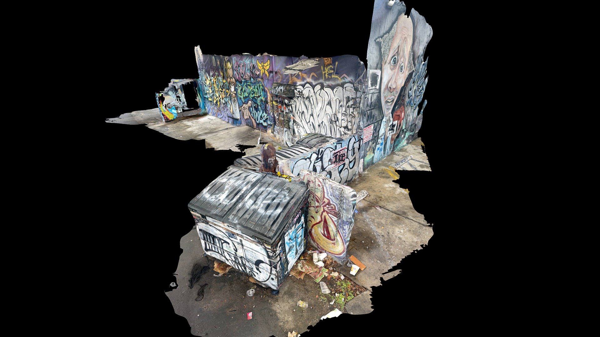 LA back alley street art iPhone Lidar