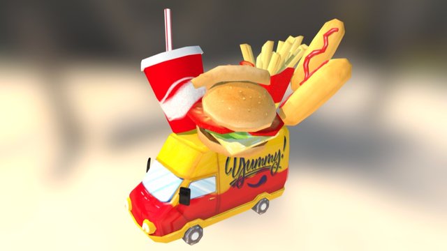 Fastfood Car 3D Model