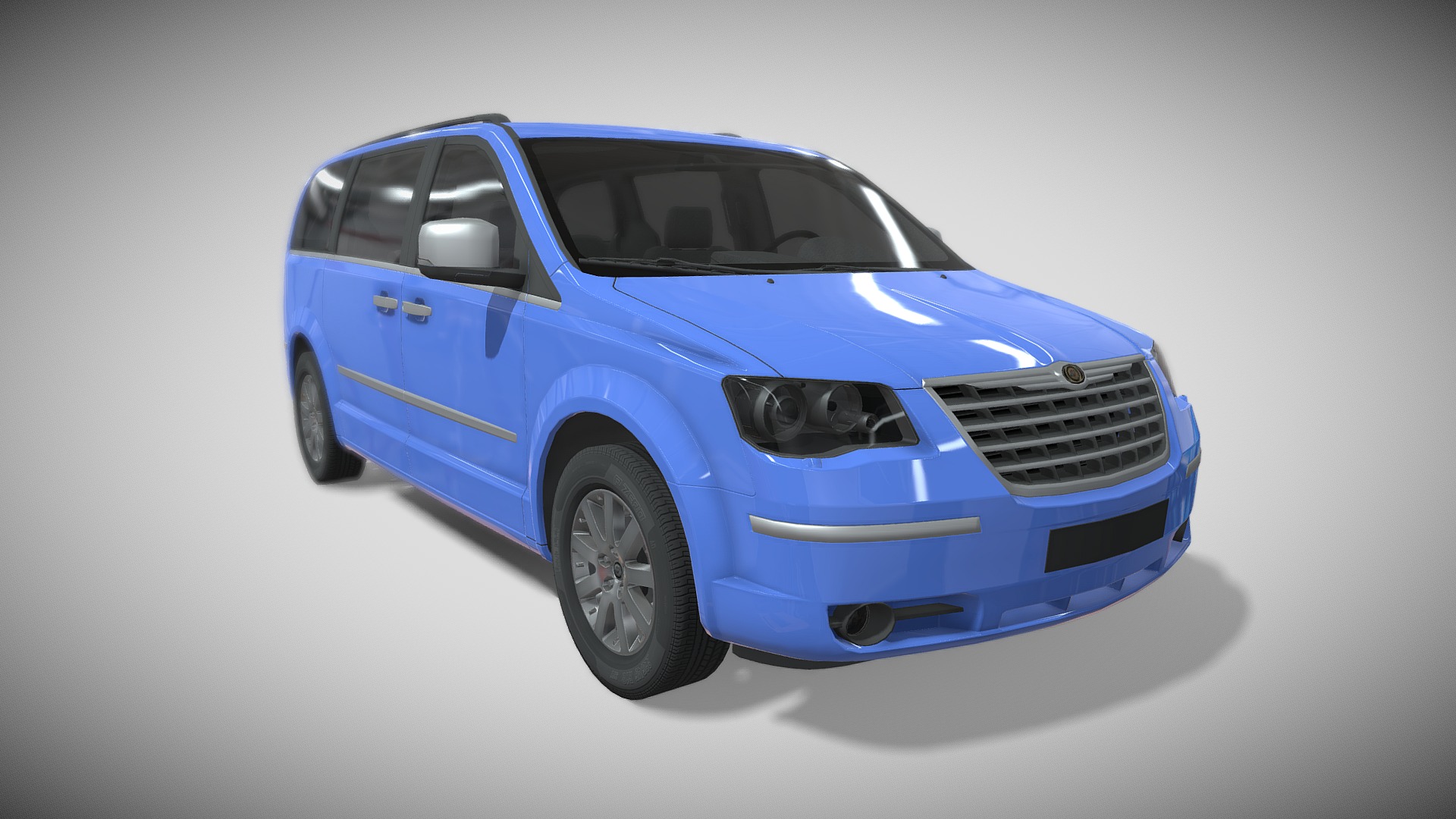 3D model Chrysler FamilyCar Model - This is a 3D model of the Chrysler FamilyCar Model. The 3D model is about a blue car with a white background.