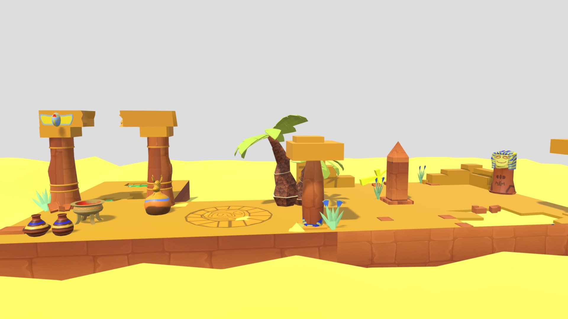 egyptian environment tag games 3d model